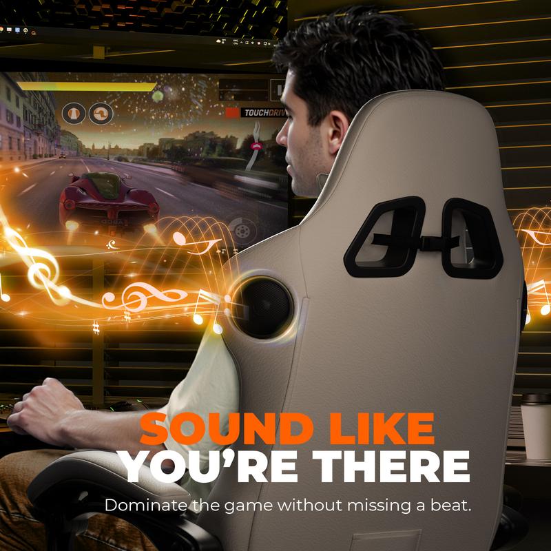 GTPLAYER Gaming Chair with 5.1 Compatible Bluetooth Speakers, High Back Ergonomic Design, 150° Maximum Inclination, PU Leather, Assembly Required