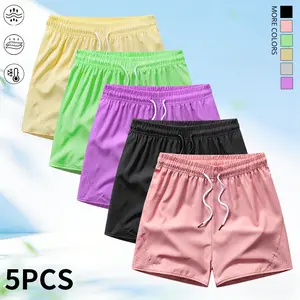 5-piece set of women’s casual shorts, athletic shorts, quick-dry lightweight fabric, adjustable drawstring waist, breathable mesh—suitable for casual wear and outdoor activities