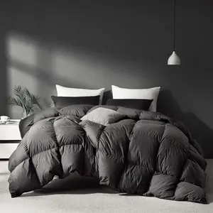 Grey Goose  Down Comforter  Size,   Season Duvet Insert, 750+ Fill Power 1200TC  Blend Fabric Hotel Style Comforter, 32 Oz Lightweight (68x90, Dark Grey)