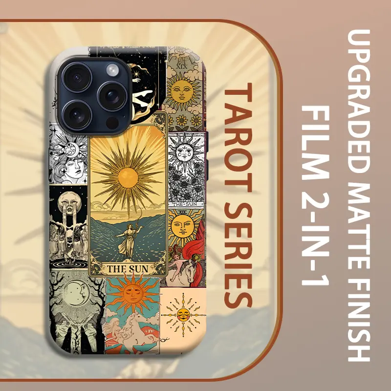 Retro Collage Art Phone case Cover for iphone 17 pro max 16 Plus 15 14 13 12 11 Plus, Tarot Moon and Sun Collage Pattern Shockproof Protective Case,  shickproof Drop Protection Durable