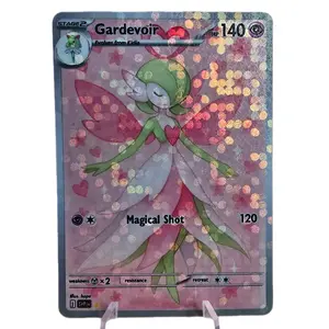 Enchanting Gardevoir Custom Pokemon Holo! Pink Heart & Floral Design - Premium Starry Finish - NEW Bubble Holo Textured Option Cute TCG