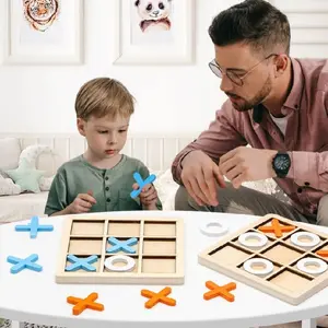 Wooden Xo Tic-Tac-Toe Game, Logic Thinking Board Game, Parent-Child Early Education Toy, Interactive Two-Person Tabletop Game, Strategy Board Games, Board Family Games
