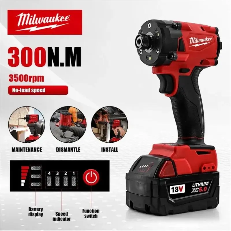 Milwaukee Cordless Impact Drill Brushless High Torque Compact  Screwdriver