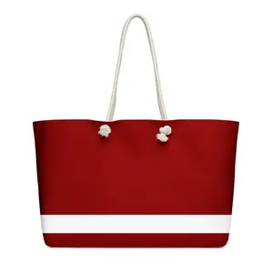 Oversized weekender bag - Dark Red White Stripe