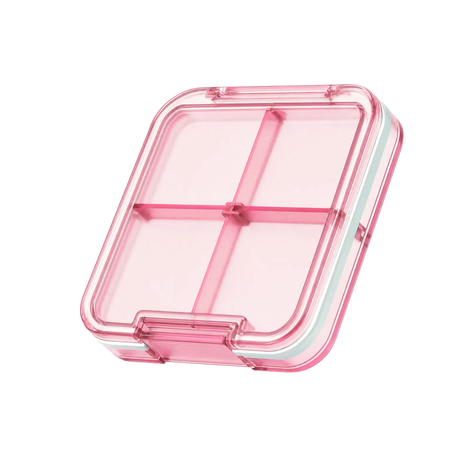 Small Pill Organizer, Travel Pill Case with 4 Compartments, Pink Slim 0.65" Pill Box for Purse or Pocket, Removable Dividers, Silicone Seal & Snap Lock for Daily Tablets, Capsules, Vitamins and Supplements