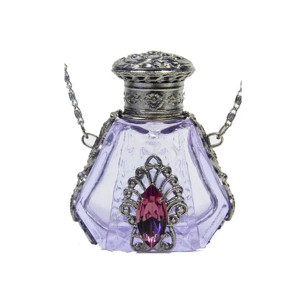 PURPLE/Decorative Jeweled Glass Perfume Bottle Necklace