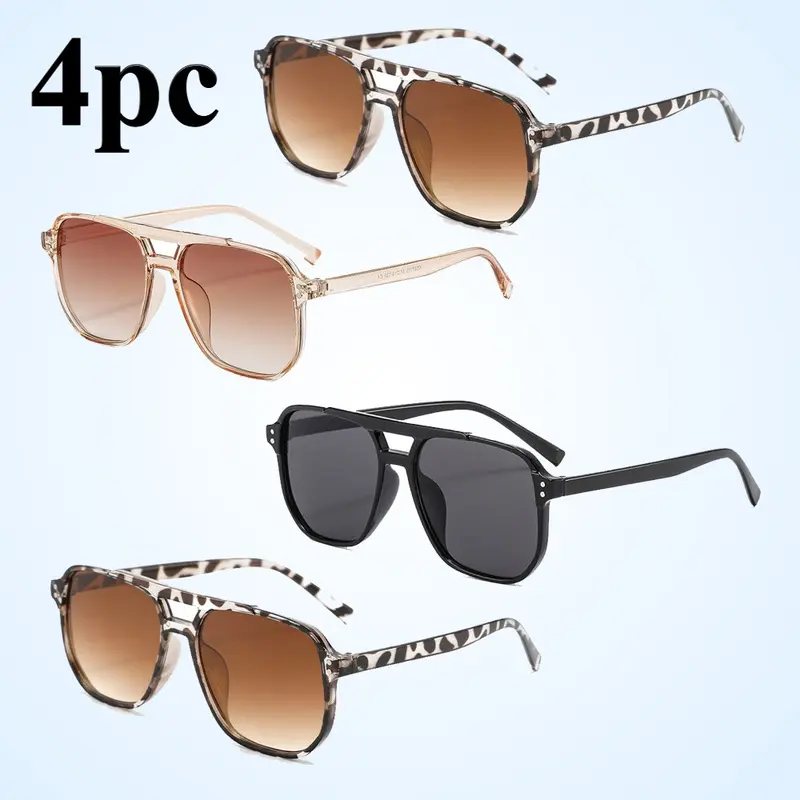 4-Pack Unisex Aviator Sunglasses Set Classic Y2K Style with Protection Lightweight Frames Versatile for Driving & Outdoor Activities