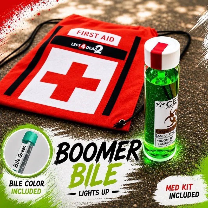Left 4 Dead Boomer bile night light and med kit backpack combo | Cosplay L4D2 Med pack and Bile Bomb. Add a USB base lamp for continuous glow (add to purchase in options)