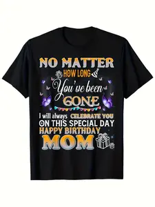 Special Mother'S Birthday T-Shirt Angel Birthday Memorial Gift Short Sleeve Round Neck Casual Digital Print Suitable for Mourning And Milestone Occasions Unisex Pure Trendy Streetwear Plus Size