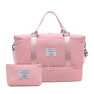 【Fochier】3pcs duffel bag Korean Diamond Pattern Mother-Daughter Travel Bags Large Capacity, Lightweight & Portable for Sports & Travel stitching line
