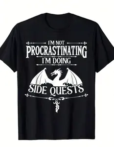 I'm Not Procrastinating I'm Doing A Side QuestTrendy Men's Short Sleeve Tee – Soft Cotton Fabric For Ultimate Comfort – Ideal For Daily Wear, Outdoor Activities, And Weekend Getaways