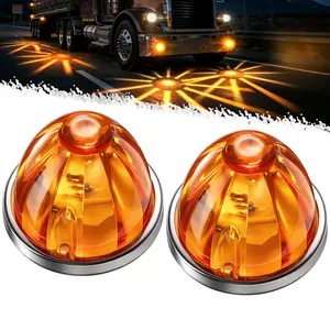 2PCS LED Watermelon Side Marker Lights for Trucks & Trailers, 12V-24V Waterproof Amber Clearance Lights with Flash & Steady Modes for Pickup, RV & Semi Truck