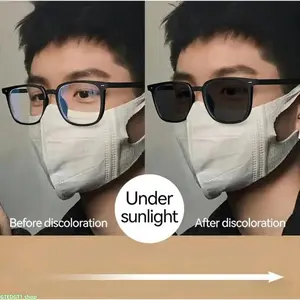 Photochromic Square Eyeglasses, Trending Clear Grey Transition Lens Eyewear, Indoor Outdoor Dual Use Light Adaptive Optical Glasses, Universal Face Fit Vision Accessory For Men And Women, Light Comfort Spectacle For Driving, Commute And Daily Casual Wear