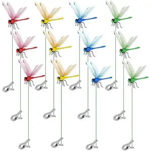 12 Pack Dragonfly Rod-Clip,Fake Dragonflies, 3D Fake Dragonfly Rod-Clips Outdoor Simulation,Humming Bird Stakes Fake, Plastics Dragonfly for Garden Stakes Decor Yard Ornaments for Hat,Fly Scare Devices for Indoor Outdoor，teacher appreciation gifts