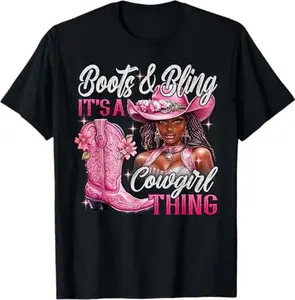 Boots & Bling It's a Cowgirl Thing T-Shirt – Western Rodeo Outfit, Pink Cowboy Hat & Boots, Country Girl Fashion, Southern Cowgirl Style Gift