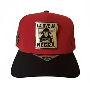 Oveja Negra Cap - Red & Black Snapback Hat with La Oveja Negra 100% Label and Premium Quality Headwear 804 Kamel