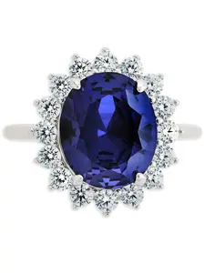 Sterling Silver Sapphire Halo Ring