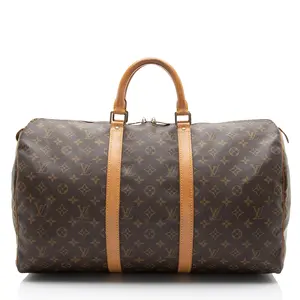 Pre-owned Louis Vuitton Leather Luggage Vintage Monogram Canvas Keepall 50 Duffle