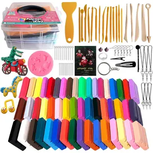 Polymer Clay Kit 50 Colors,Oven Bake Modeling Clay Kit,Creative Clay with 19 Clay Tools and 10 Kinds of Accessories,,Safe  Christmas  for   Adults Beginners
