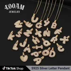 Micro-inlaid Cubic Zirconia 26 Letter Necklace Pendant Female Auspicious Anniversary Birthday Daily Wear Mother's Day
