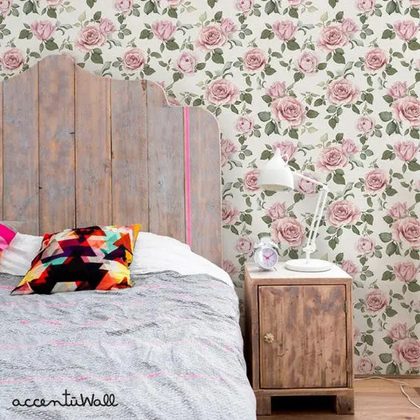Rose Floral Decorative Wallpaper, Removable Peel-and-Stick Wall Covering for Home Improvement, Removable Wall, Floral Wallpaper