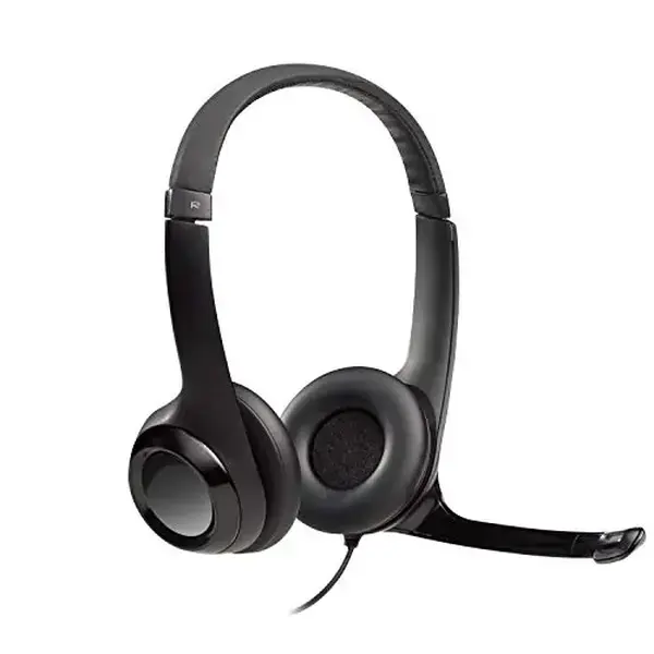 Logitech H390 Wired Headset, Stereo Headphones with Noise-Cancelling Microphone, USB, In-Line Controls, PC/Mac/Laptop - Black