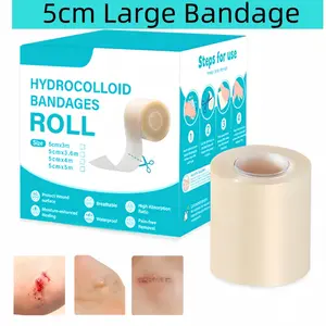 Hydrocolloid Roll with Self-Adhesive, Hydrocolloid Bandages for Wound Care, Cut-to-Size Patch Bandages, Ultra Absorbent, Waterproof, First Aid Kit Self Care Essential