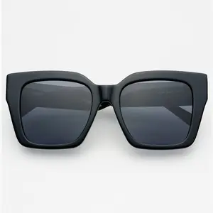 Bon Chic Acetate Oversized Square Sunglasses: Black