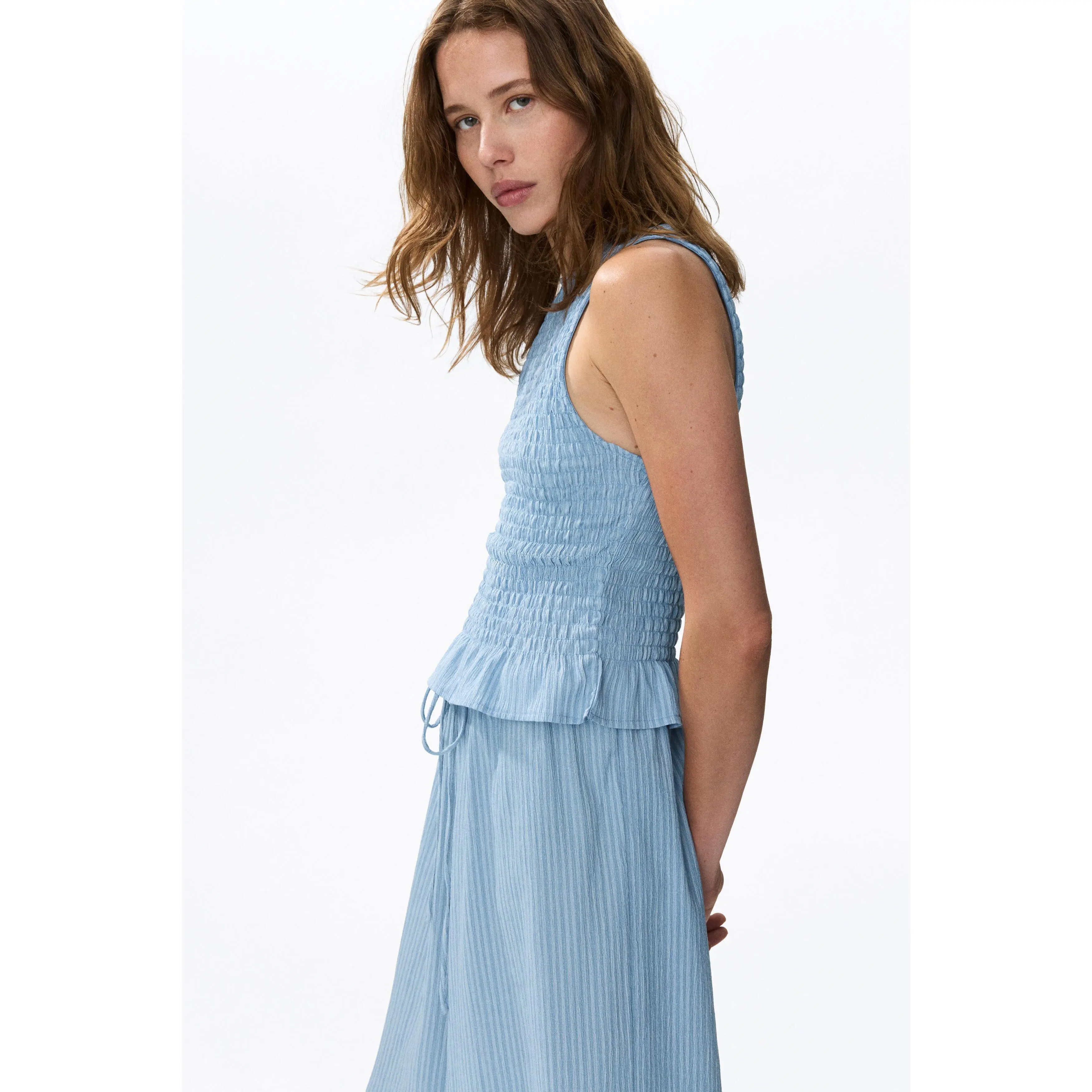 H&M Smocked crinkled top