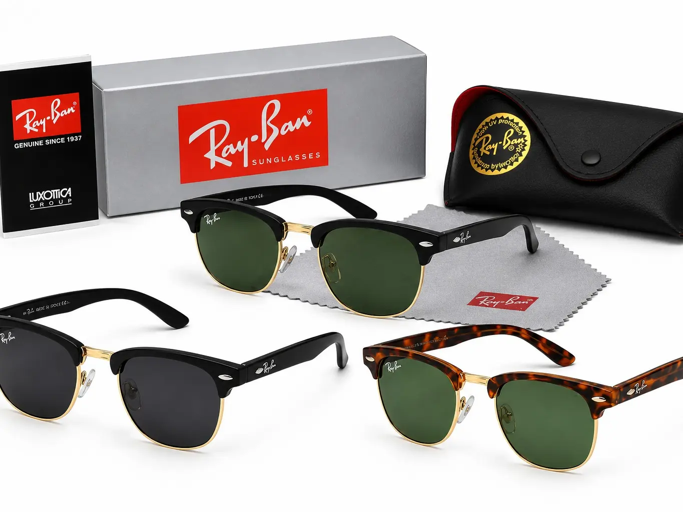 Ray-Ban Clubmaster Classic Sunglasses for Men & Women | Polarized UV400 Square Browline Vintage Eyewear for Driving & Outdoor