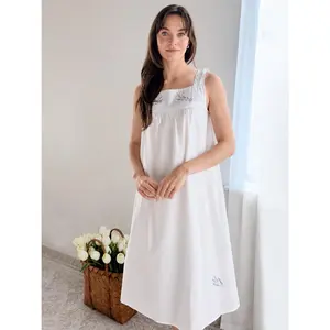 Violet White Cotton Nightgown