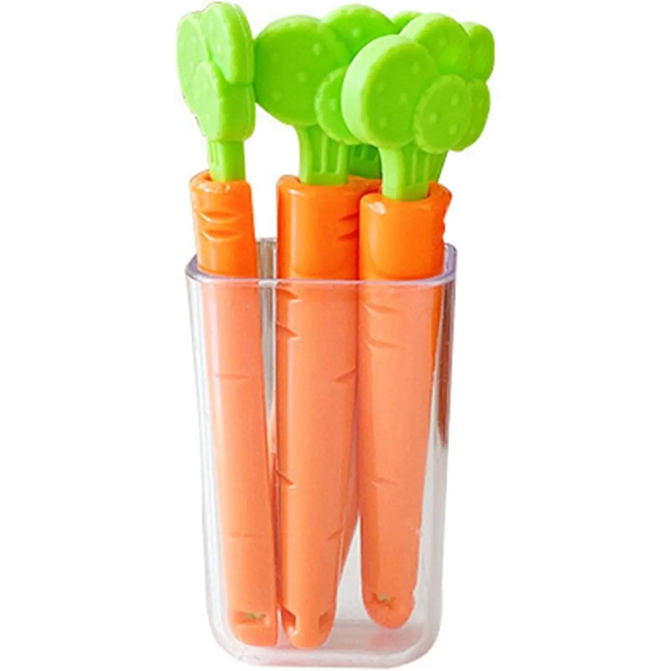 5PCS Food Bag Clips Closure Sealing Tongs, Cartoon Carrot Shape Moisture-Proof Reusable Snack Bag Sealer, Portable Kitchen Storage Clip, Dustproof Fresh-Keeping Clip for Snack, Bread, Tea, Grain, Fruits and Daily Household Food Packaging Accessorie