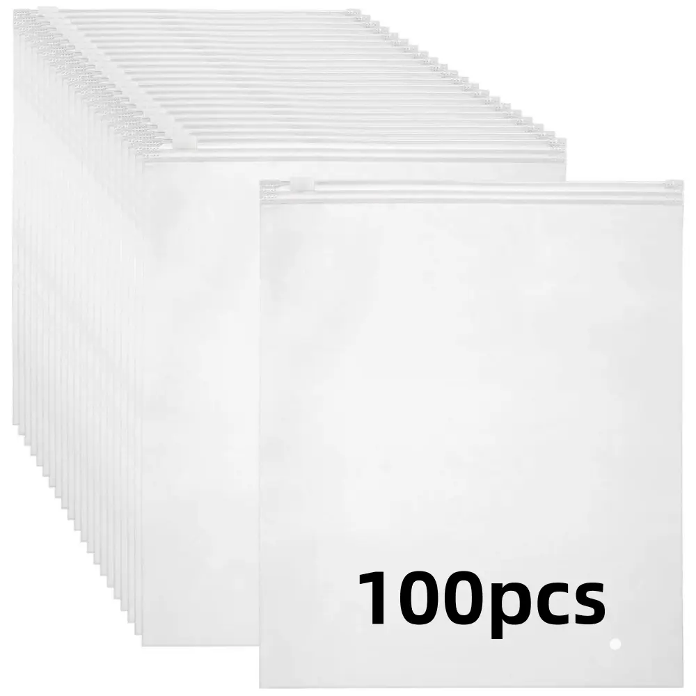 100 pcs Frosted Clothing Packaging Bags Reclosable Plastic Packaging Bags Shipping Bags for Clothing, T-Shirts, Jeans