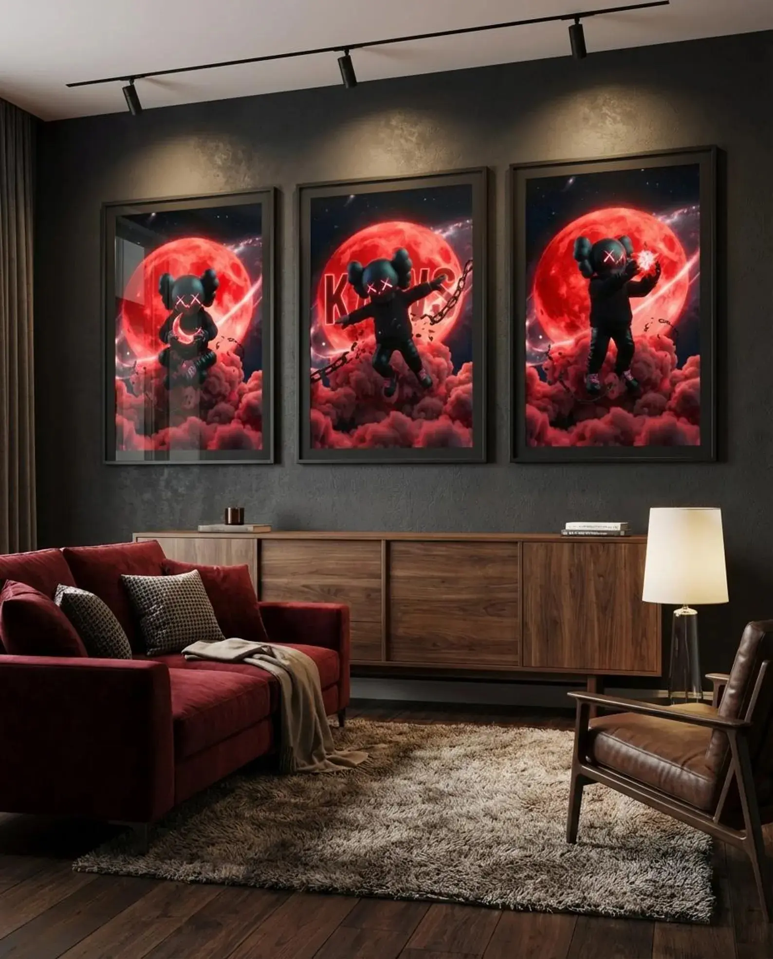 Kintsugi KAWS Graffiti Poster Set of 3,Hypebeast Minimal Toy,Printable KAWS Graffiti Poster,Hypebeast Sneaker Prints