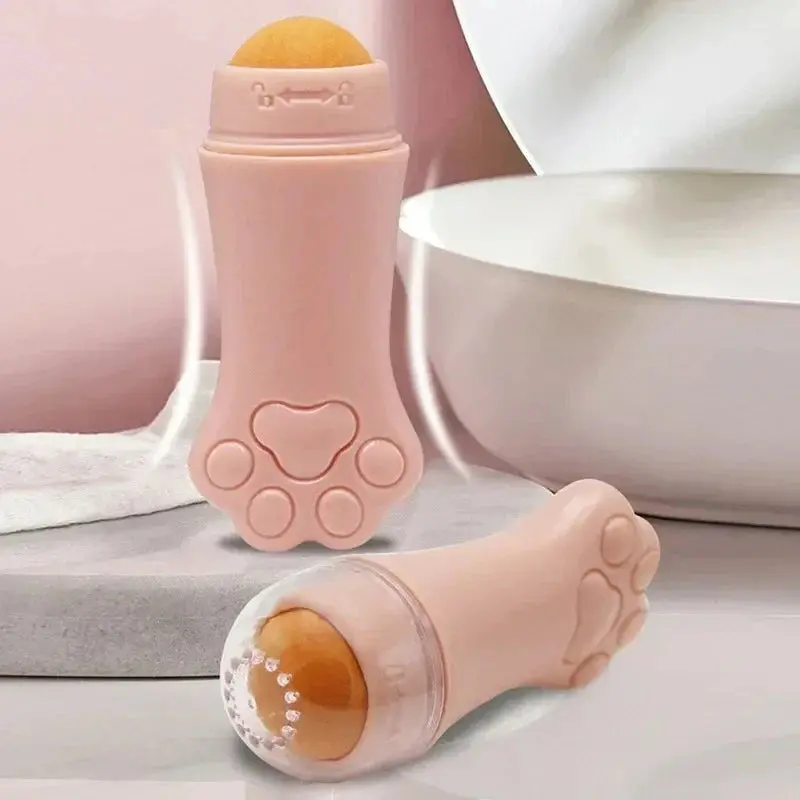 Unscented Cat Paw Oil-Control Facial Roller Tool - Handheld Skincare Accessory for Oil Control, Shine Reduction, Work Use & On-the-Go Self Care Touch-Ups (Beauty & Personal Care Tool)