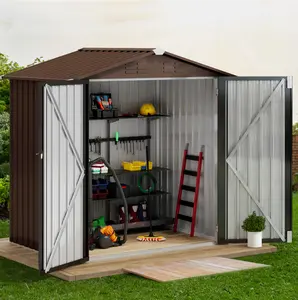 Yitahome 6×4FT Outdoor Storage Shed,Metal Tool Shed & Garden Storage Cabinet for Backyard, Patio, Equipment & Bike, Brown Yitahome 6×4FT Outdoor Storage Shed,Metal Tool Shed & Garden Storage Cabinet for Backyard, Patio, Equipment & Bike, Brown