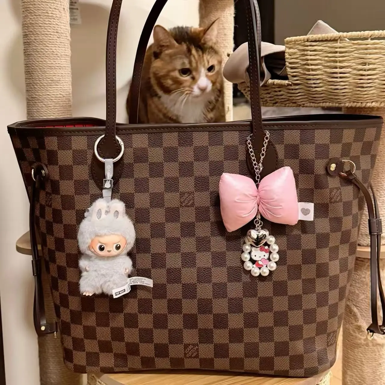 Pre-owned Louis Vuitton Damier neverfull tote bag