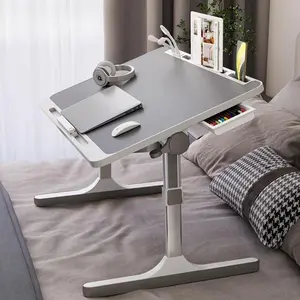 Portable Laptop Bed Table – Height Adjustable, Foldable with Dual USB Ports, Cup Holder, Card Slot & Drawer – Designed for Remote Workers & Gamers – Great for Small Spaces, Sofa & Bed