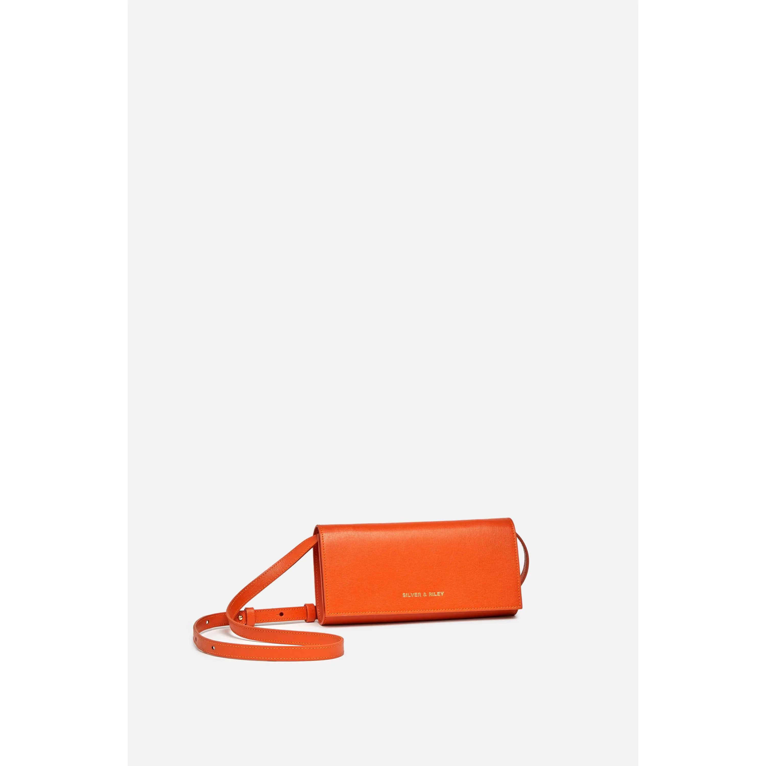 Durban Convertible Crossbody and Clutch Saffiano Leather Bag in Orange Passion