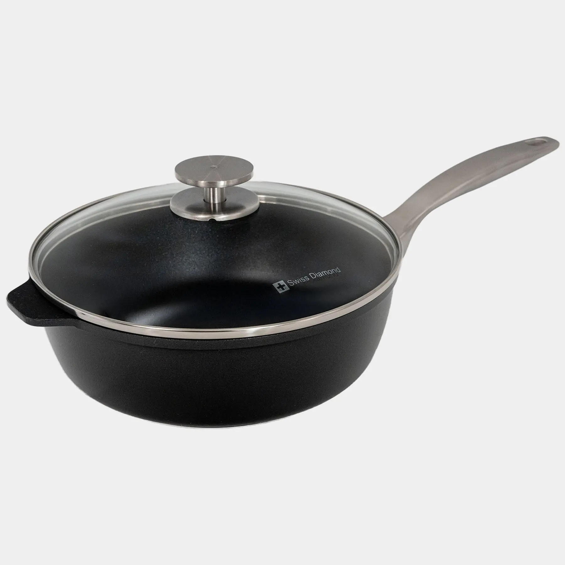 CHD Dual Ceramic Layer, Diamond Reinforced Nonstick Saute Pan with Glass Lid | Made in Switzerland