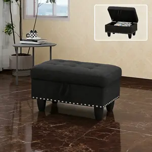 Storage Ottoman, Multi-Functional Storage Bench with Lid, Folding Footrest Stool for Living Room, Bedroom, Entryway