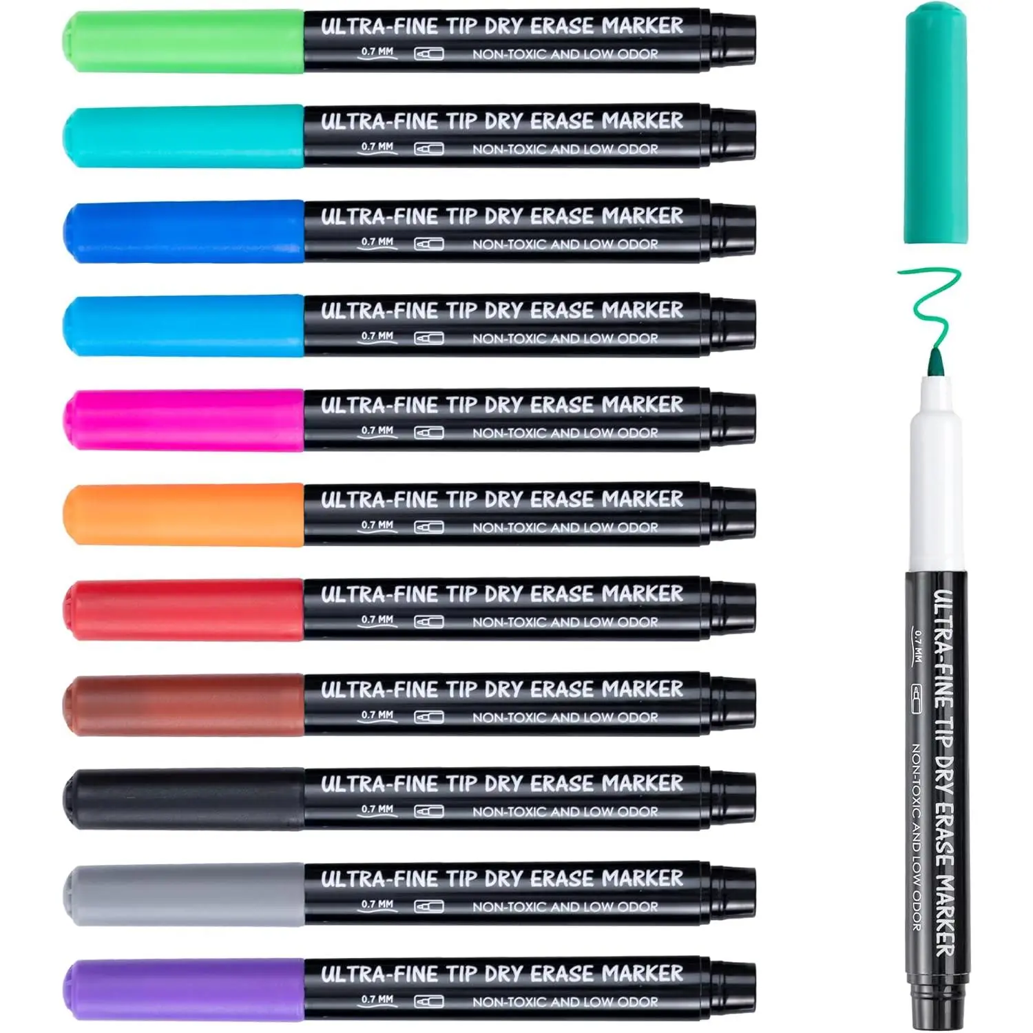Dry Erase Markers Ultra Fine Tip, 0.7mm, Low Odor, Extra Fine Point Dry Erase Markers for Planning Whiteboard, Calendar Boards, Assorted Colors Whiteboard Markers
