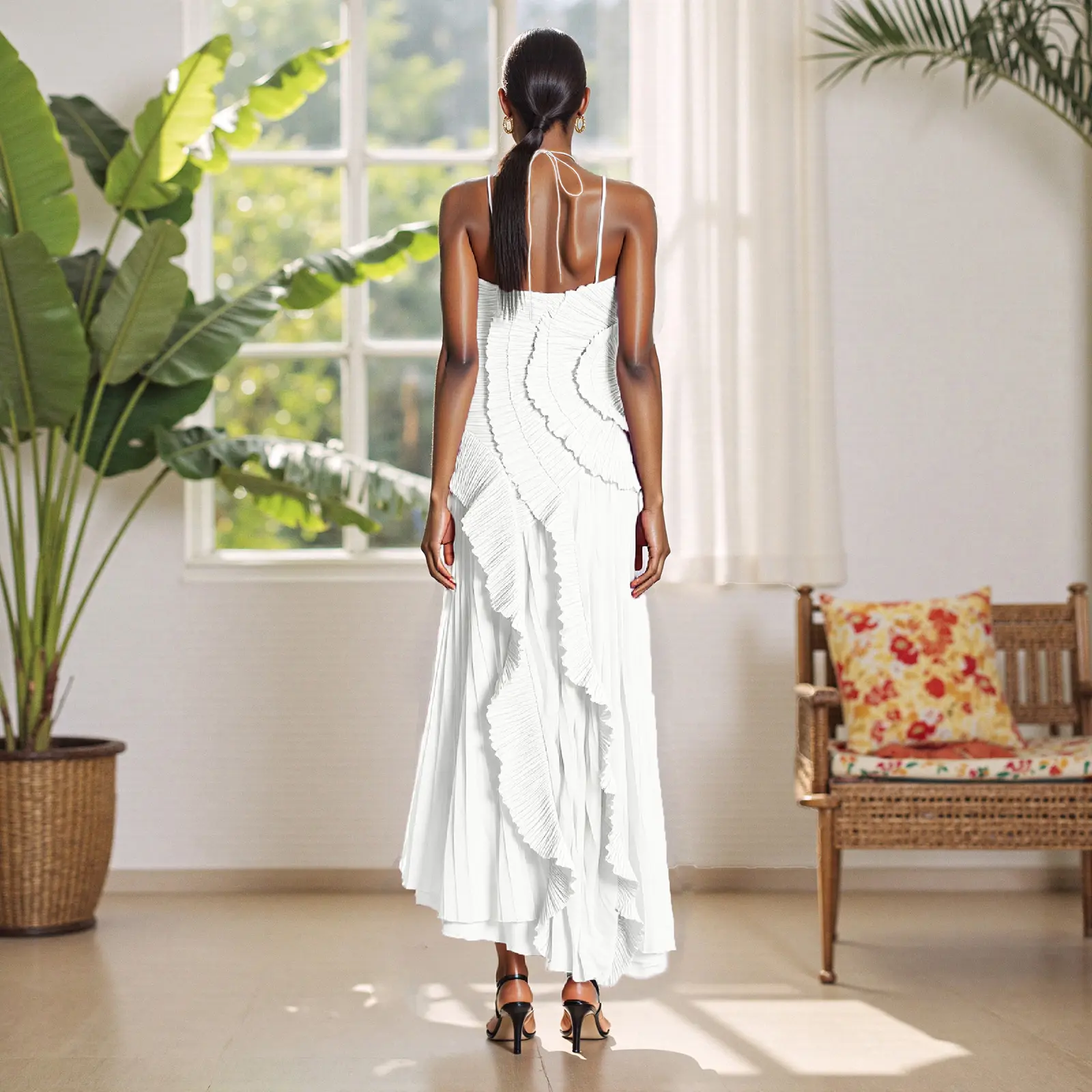 Women's Sexy Ruffle Halter Dress Sleeveless Solid Color Long Flowy Dress Summer A-Line Dress For Wedding And Party - TikTok Shop Women's Sexy Ruffle Halter Dress Sleeveless Solid Color Long Flowy Dress Summer A-Line Dress For Wedding And Party - TikTok Shop