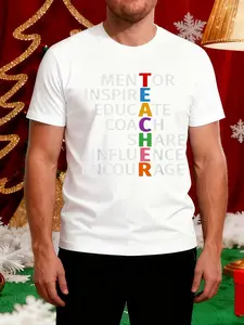 Men's Teacher Appreciation T-Shirt - Mentor Educator Gift, Comfortable Crew Neck Tee with Colorful Lettering, Black Shirt for School, Work, Training - Casual Streetwear for Teachers & Mentors, Year-Round Wear