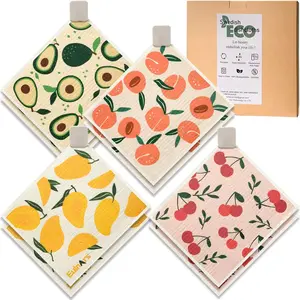 Swedish Dishcloths for Kitchen, 8 Pack  Paper Towels with Clips, Non-Scratch Swedish Kitchen Towels, Super Absorbent Cellulose Sponge Cloths, Dishwasher Safe, No Odor