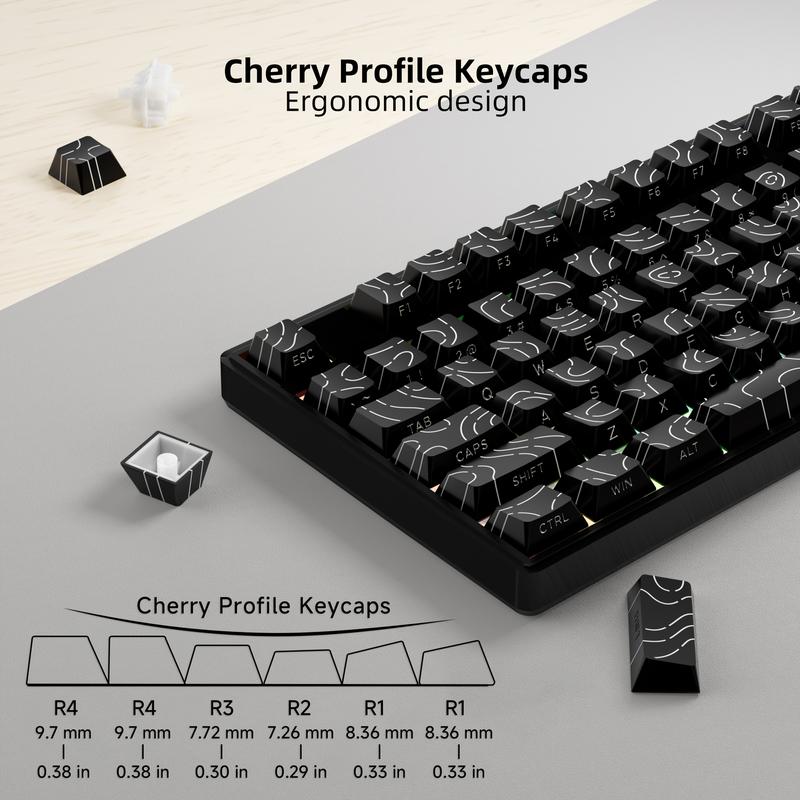 Minimalist Theme Side Engraved Translucent Keycap, Full Five Sided Heat Sublimation Keycap, Keyboard Accessories for Gaming
