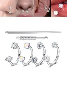 Cubic Zirconia Horseshoe Nose Ring, 18g Stainless Steel U-Push Septum, Cartilage Earring Lip Ring, Unisex Body Piercing Jewelry, High Quality Jewelry