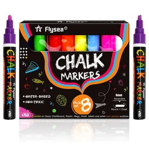 8 Counts/set  Liquid Chalk Markers, Dual Tip Conversion Marker Pen, Wet-erase Liquid Chalk for Blackboard, Whiteboard, Window