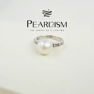 【Adee】PEARLISM Dainty Everyday Edison Pearl Ring | 8.5-9.5mm Silver CZ Hypoallergenic-AFER010