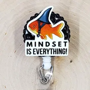 Mindset is Everything Retractable ID Badge Reel | Positivity Inspirational Mental Health | Counselor Teacher Nurse Medical Hospital Badge Holder
